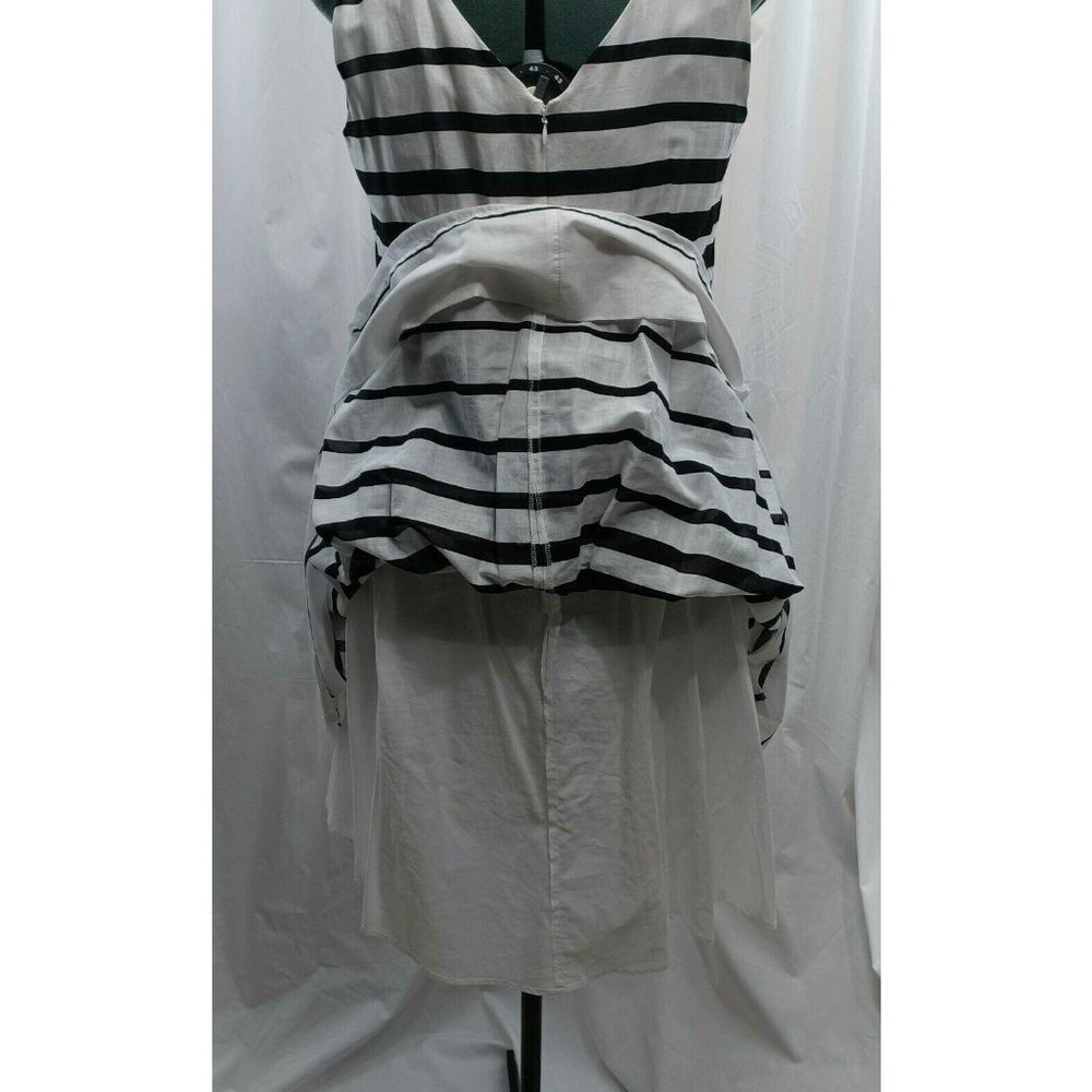 Talbots Dress Fit & Flare Pleated Sz 14 Sleeveless Linen Cotton Black White - Picture 5 of 10